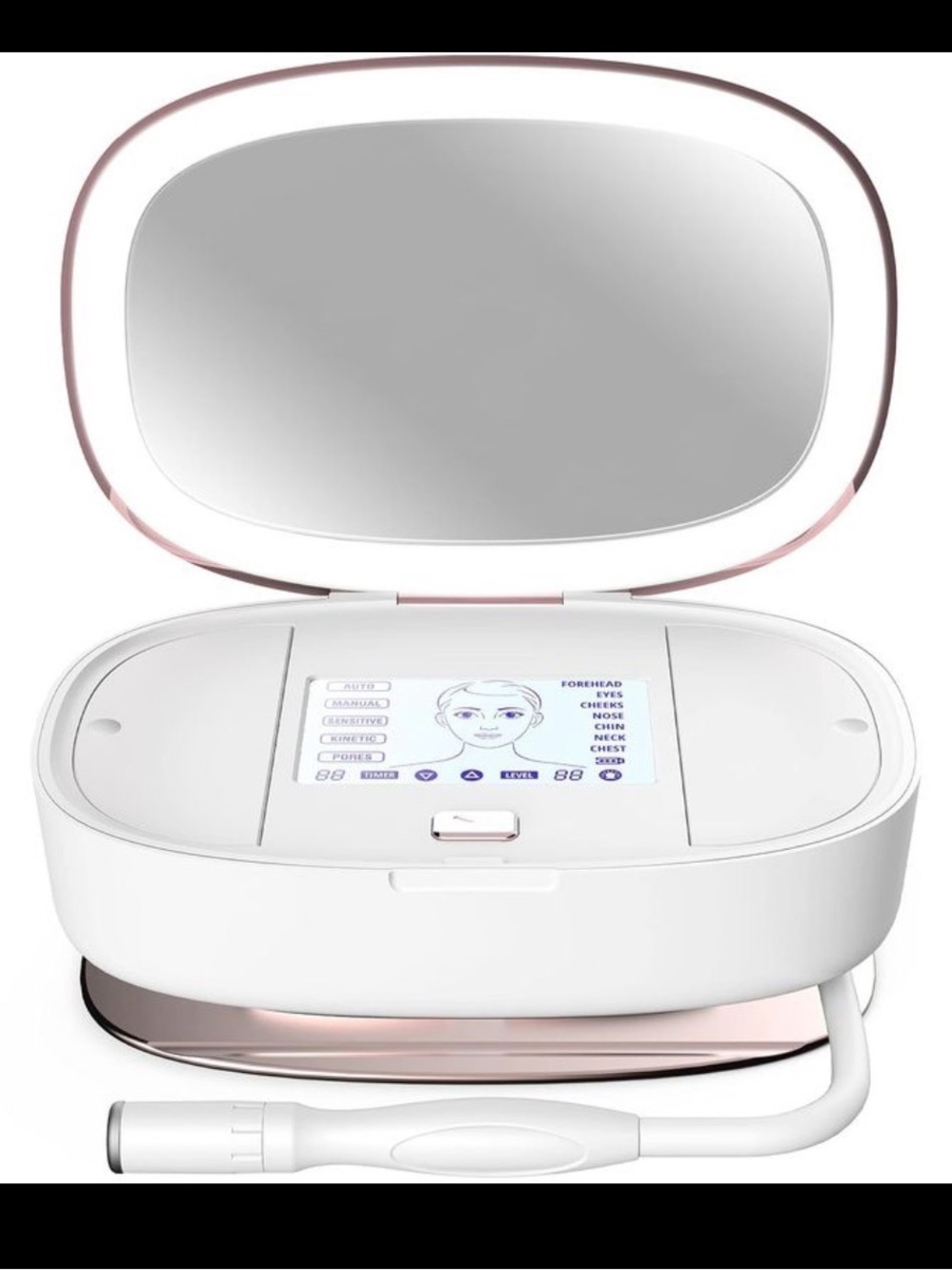 At-Home LED Skin Therapy Device for Women - White and Rose Gold Accent